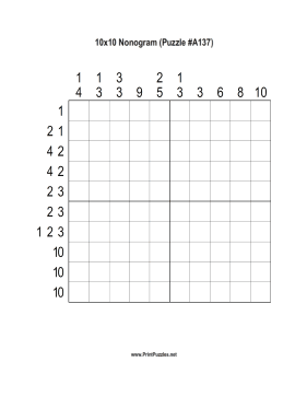 Nonogram - 10x10 - A137 Printable Puzzle