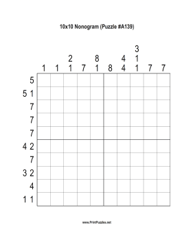 Nonogram - 10x10 - A139 Printable Puzzle