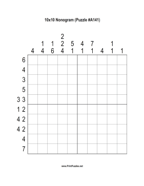 Nonogram - 10x10 - A141 Printable Puzzle