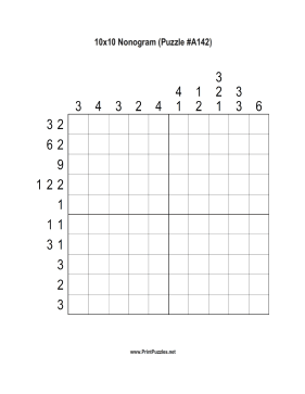 Nonogram - 10x10 - A142 Printable Puzzle