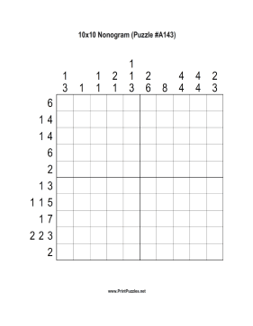 Nonogram - 10x10 - A143 Printable Puzzle