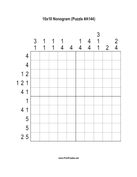 Nonogram - 10x10 - A144 Printable Puzzle