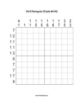 Nonogram - 10x10 - A145 Printable Puzzle