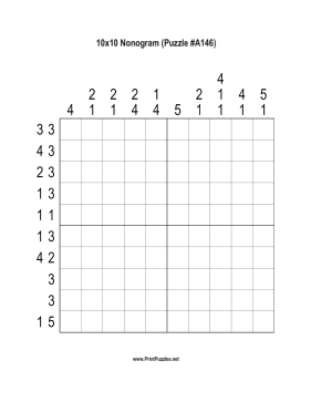 Nonogram - 10x10 - A146 Printable Puzzle