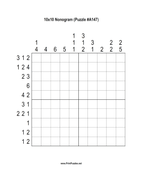 Nonogram - 10x10 - A147 Printable Puzzle