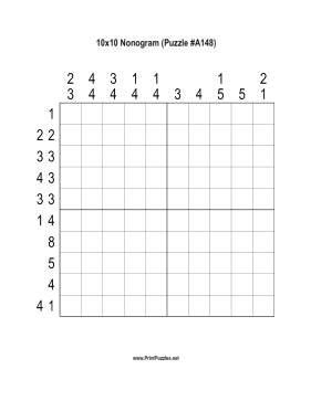 Nonogram - 10x10 - A148 Printable Puzzle