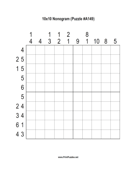 Nonogram - 10x10 - A149 Printable Puzzle
