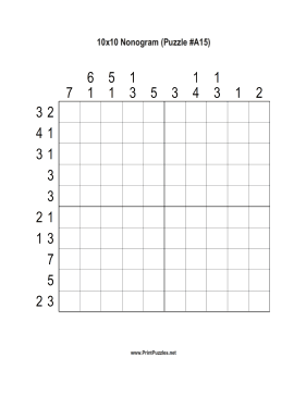 Nonogram - 10x10 - A15 Printable Puzzle