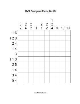 Nonogram - 10x10 - A152 Printable Puzzle