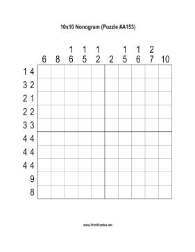 Nonogram - 10x10 - A153 Printable Puzzle