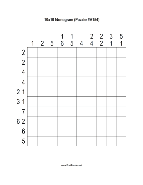 Nonogram - 10x10 - A154 Printable Puzzle