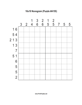 Nonogram - 10x10 - A155 Printable Puzzle