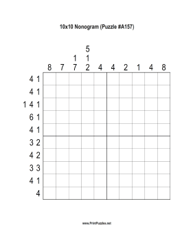 Nonogram - 10x10 - A157 Printable Puzzle