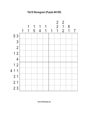 Nonogram - 10x10 - A159 Printable Puzzle