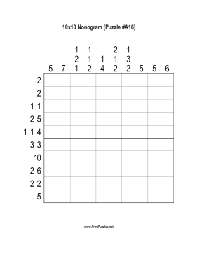 Nonogram - 10x10 - A16 Printable Puzzle