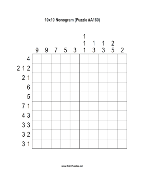 Nonogram - 10x10 - A160 Printable Puzzle