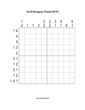Nonogram - 10x10 - A161 Printable Puzzle