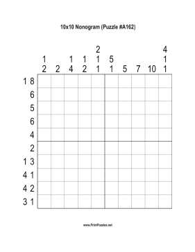 Nonogram - 10x10 - A162 Printable Puzzle