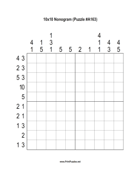 Nonogram - 10x10 - A163 Printable Puzzle