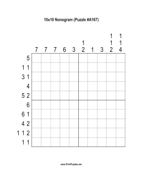 Nonogram - 10x10 - A167 Printable Puzzle