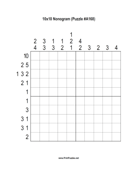 Nonogram - 10x10 - A168 Printable Puzzle
