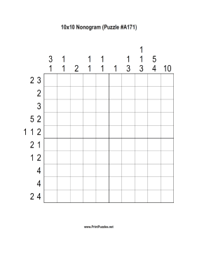 Nonogram - 10x10 - A171 Printable Puzzle