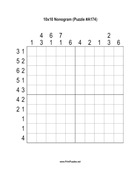 Nonogram - 10x10 - A174 Printable Puzzle
