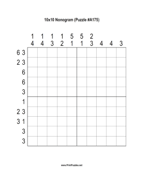 Nonogram - 10x10 - A175 Printable Puzzle