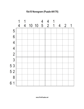 Nonogram - 10x10 - A176 Printable Puzzle