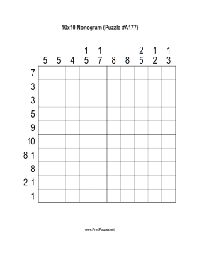 Nonogram - 10x10 - A177 Printable Puzzle