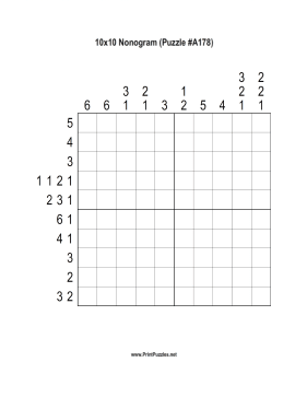 Nonogram - 10x10 - A178 Printable Puzzle