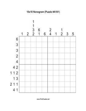 Nonogram - 10x10 - A181 Printable Puzzle