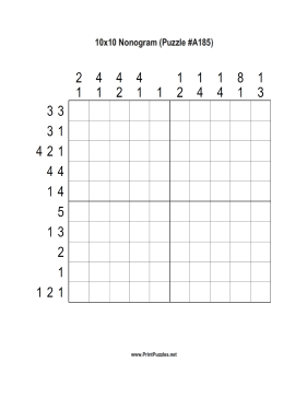 Nonogram - 10x10 - A185 Printable Puzzle