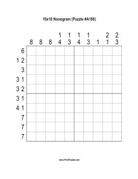 Nonogram - 10x10 - A186 Printable Puzzle