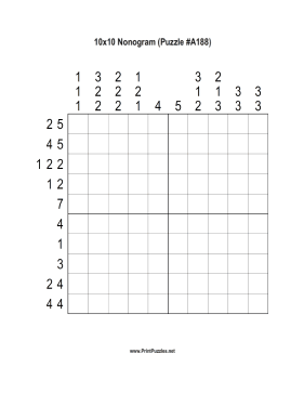 Nonogram - 10x10 - A188 Printable Puzzle