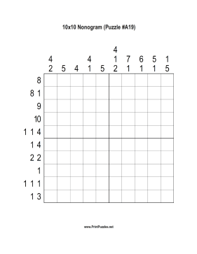 Nonogram - 10x10 - A19 Printable Puzzle