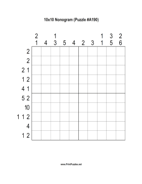 Nonogram - 10x10 - A190 Printable Puzzle