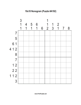 Nonogram - 10x10 - A192 Printable Puzzle