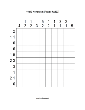 Nonogram - 10x10 - A193 Printable Puzzle
