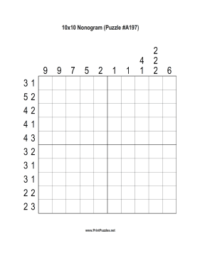 Nonogram - 10x10 - A197 Printable Puzzle