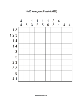 Nonogram - 10x10 - A199 Printable Puzzle