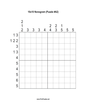 Nonogram - 10x10 - A2 Printable Puzzle