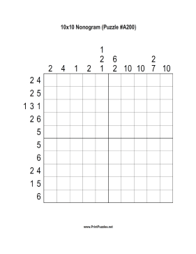 Nonogram - 10x10 - A200 Printable Puzzle