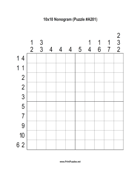 Nonogram - 10x10 - A201 Printable Puzzle