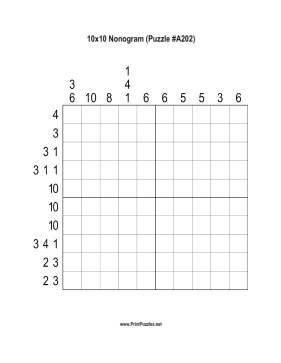 Nonogram - 10x10 - A202 Printable Puzzle