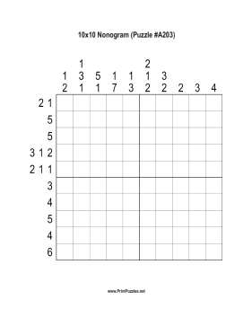 Nonogram - 10x10 - A203 Printable Puzzle