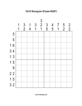 Nonogram - 10x10 - A207 Printable Puzzle