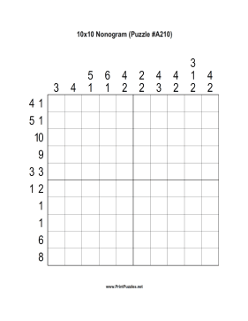 Nonogram - 10x10 - A210 Printable Puzzle