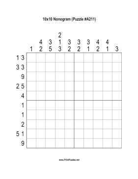 Nonogram - 10x10 - A211 Printable Puzzle