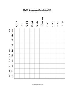 Nonogram - 10x10 - A212 Printable Puzzle